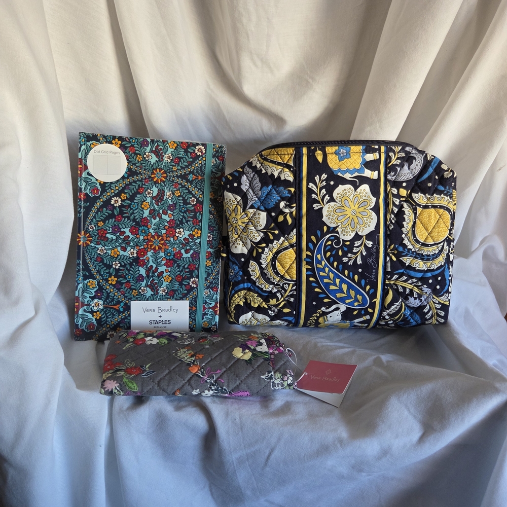 Vera Bradley Floral Accessory Set - Blue, Yellow, Red